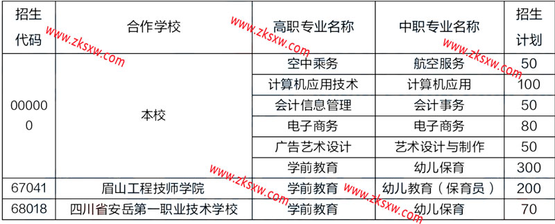 四川文化传媒职业学院2022年五年制大专招生计划表